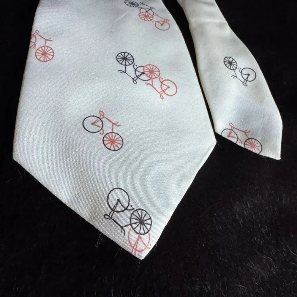 Wembley's Bicycle Tie Ivory Orange Black Novelty Bike Cancer Ribbon